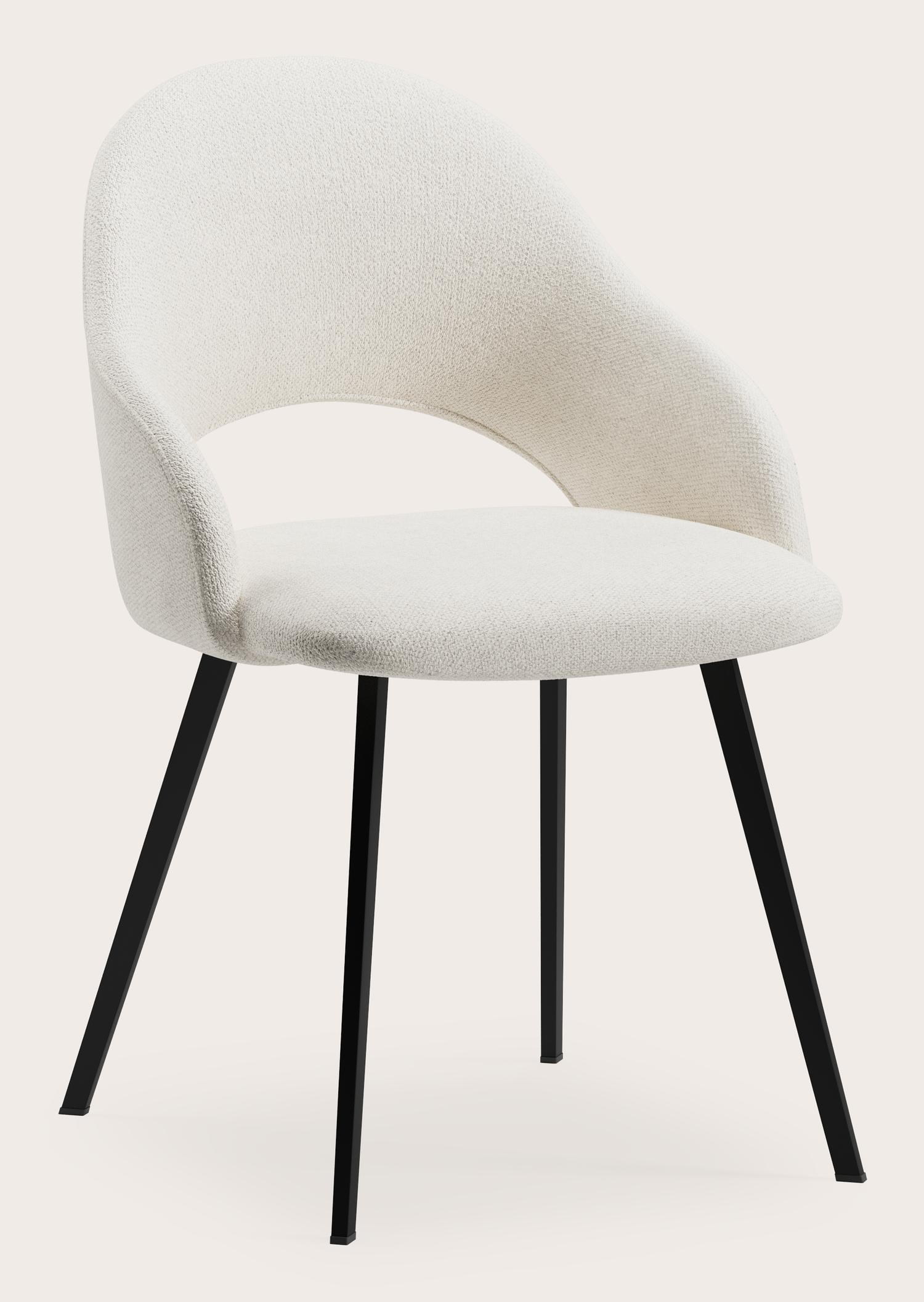 Fauteuil Grado en Volti tissu Pearl avec pied de chaise en métal noir