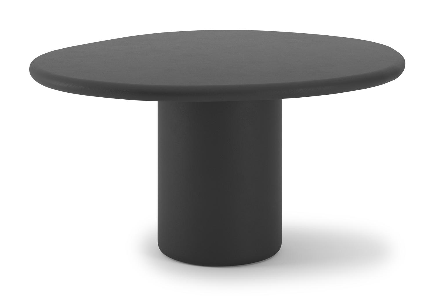 Eettafel low dining Artisano met pebblevormig blad in Claylime kleur Charcoal 150 x 135 x 69 cm
