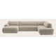 Canapé d'angle U 6 places avec chaise longue (long) gauche et extrémité ouverte droite