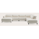Canapé d'angle U 7 places avec chaise longue gauche, 2 elements médian éléctiques et extrémité ouverte droite