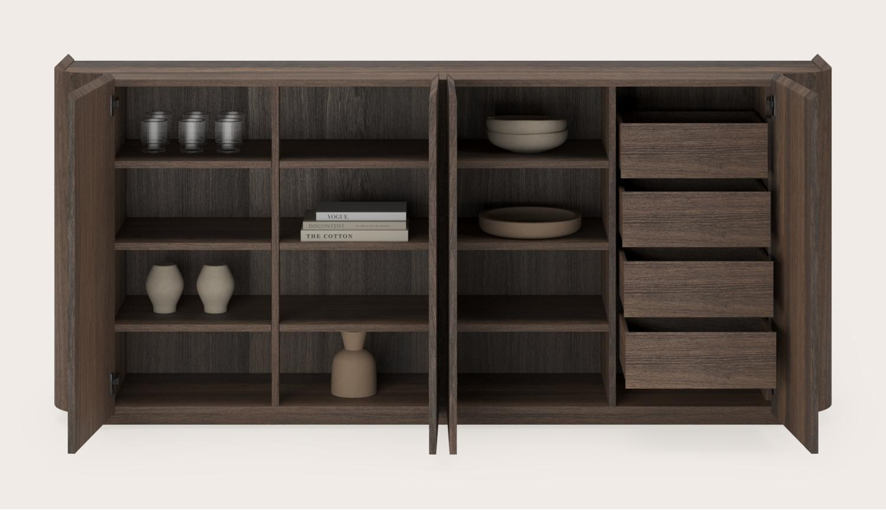 Buffet haut Rondato en chêne fumé 213 x 45 cm