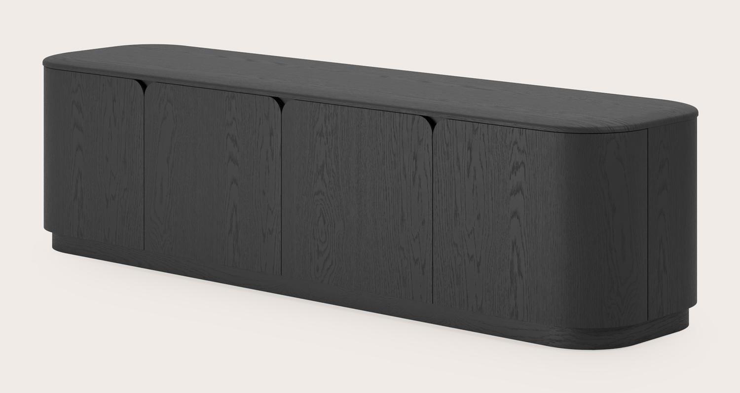 Bombini tv-meubel in zwarte eik met houten plint 180x46x43cm