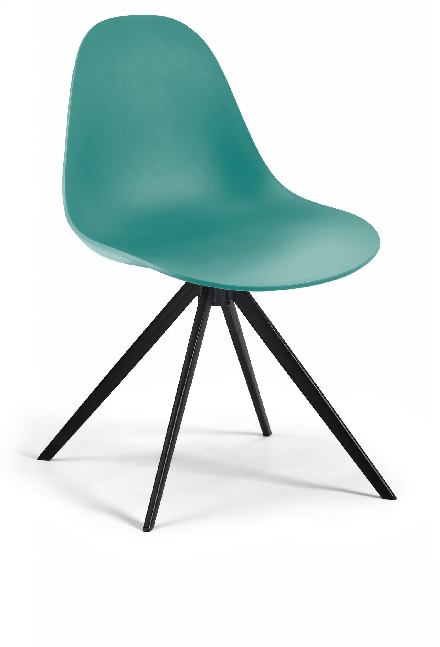 Chaise de salle à manger Vasco en PP Azur avec pieds de chaise pivotante Axis en métal noir