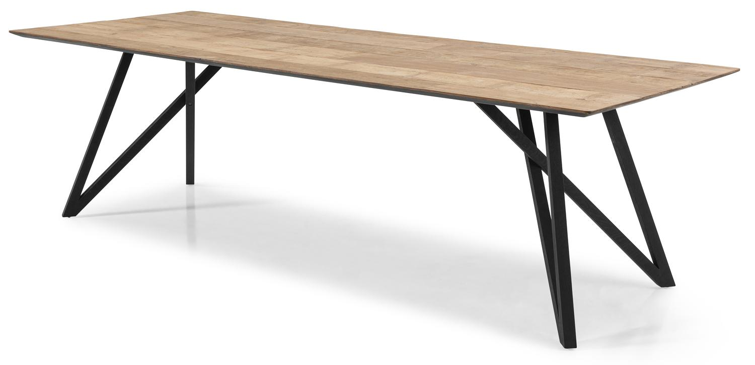 Eettafel Ragno onderstel zwarte eik met Finesso blad in gerecycleerde teak