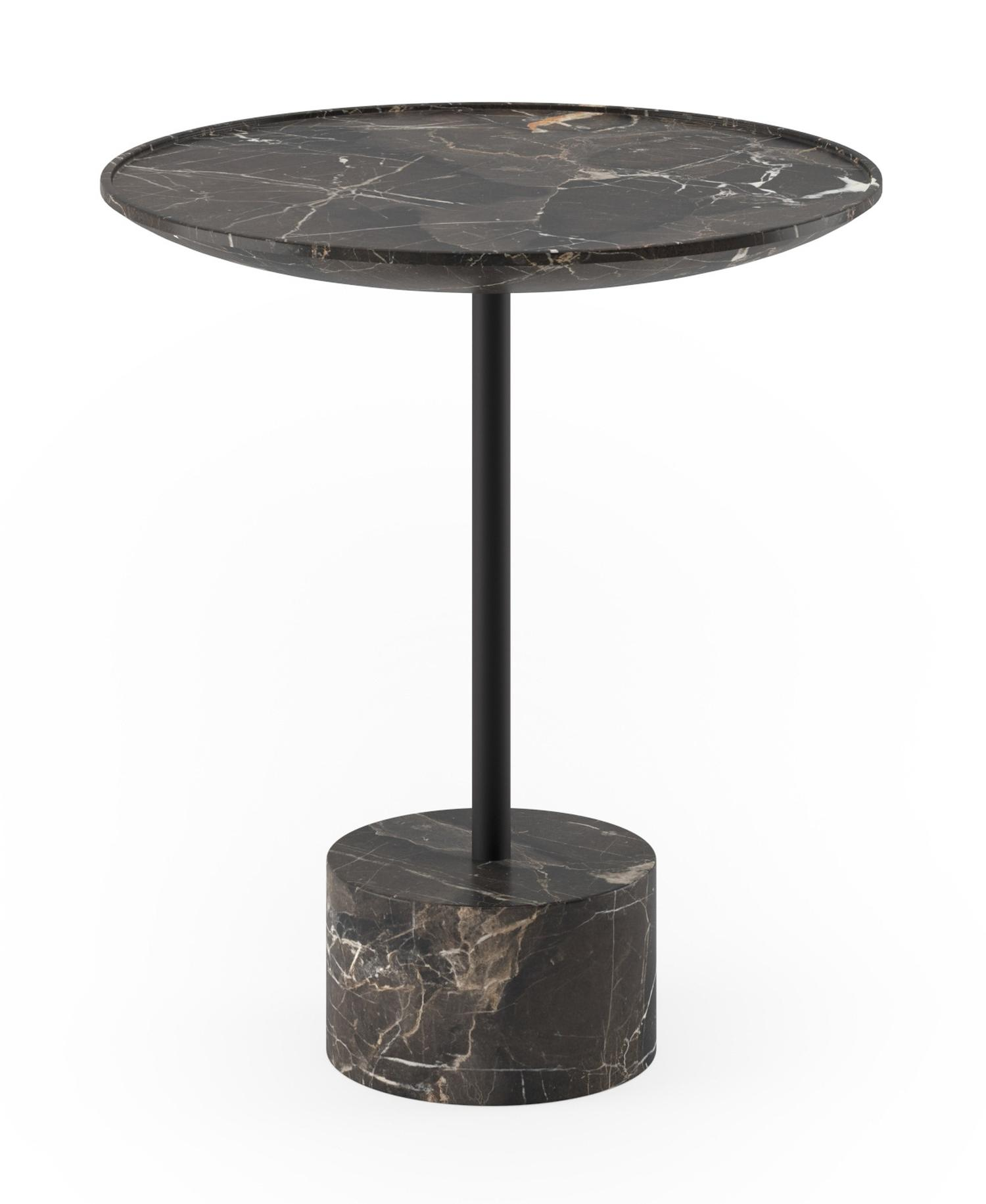 Bijzettafel Coupolo met rond blad in marmer kleur Dark Coffee Ø40 x 45 cm