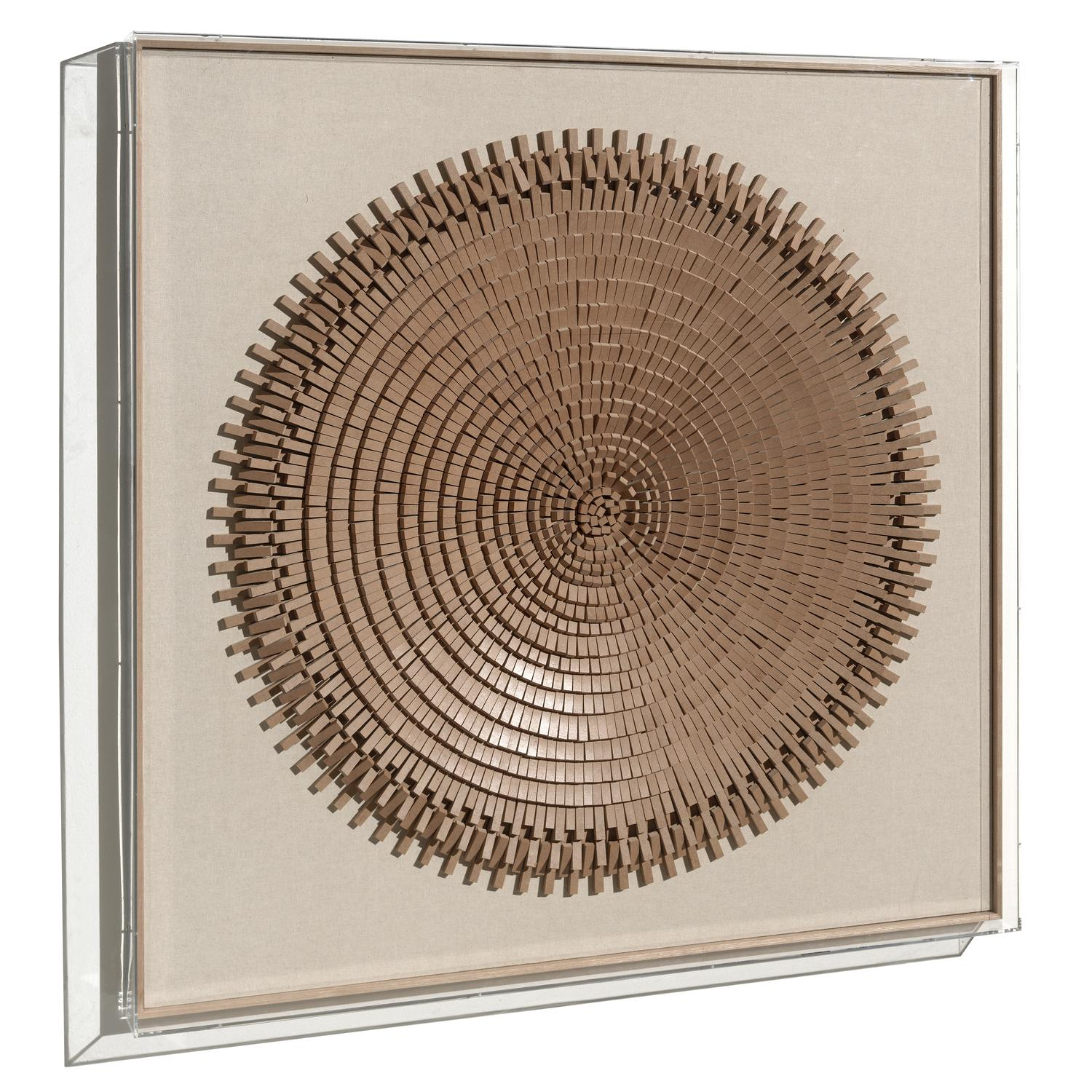 ZEN wand decoratie met houten stukjes cirkel 120x120cm