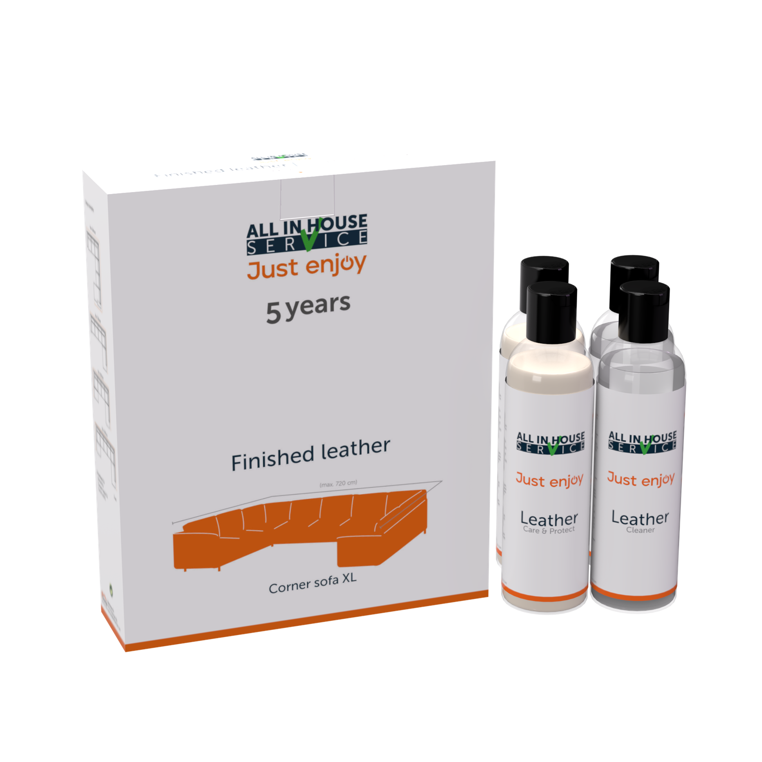 All in House Service set pour grand canapé d'angle en cuir