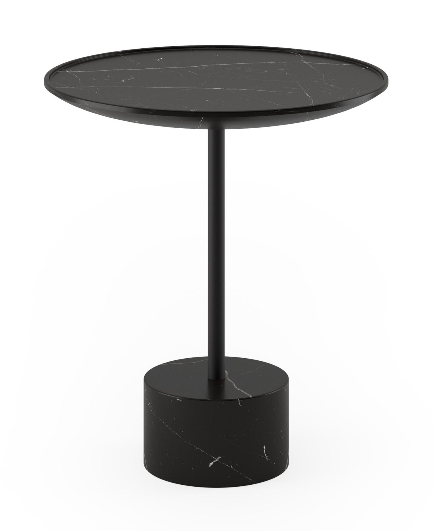 Bijzettafel Coupolo met rond blad in marmer kleur Nero Marquina Ø40 x 45 cm