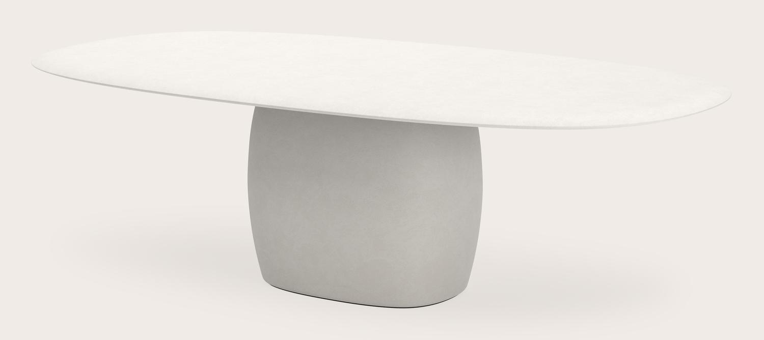 Eettafel Volanto onderstel in Claylime Chalk met stadiumvormig Volanto eettafelblad in Claylime kleur Chalk 260x140 cm