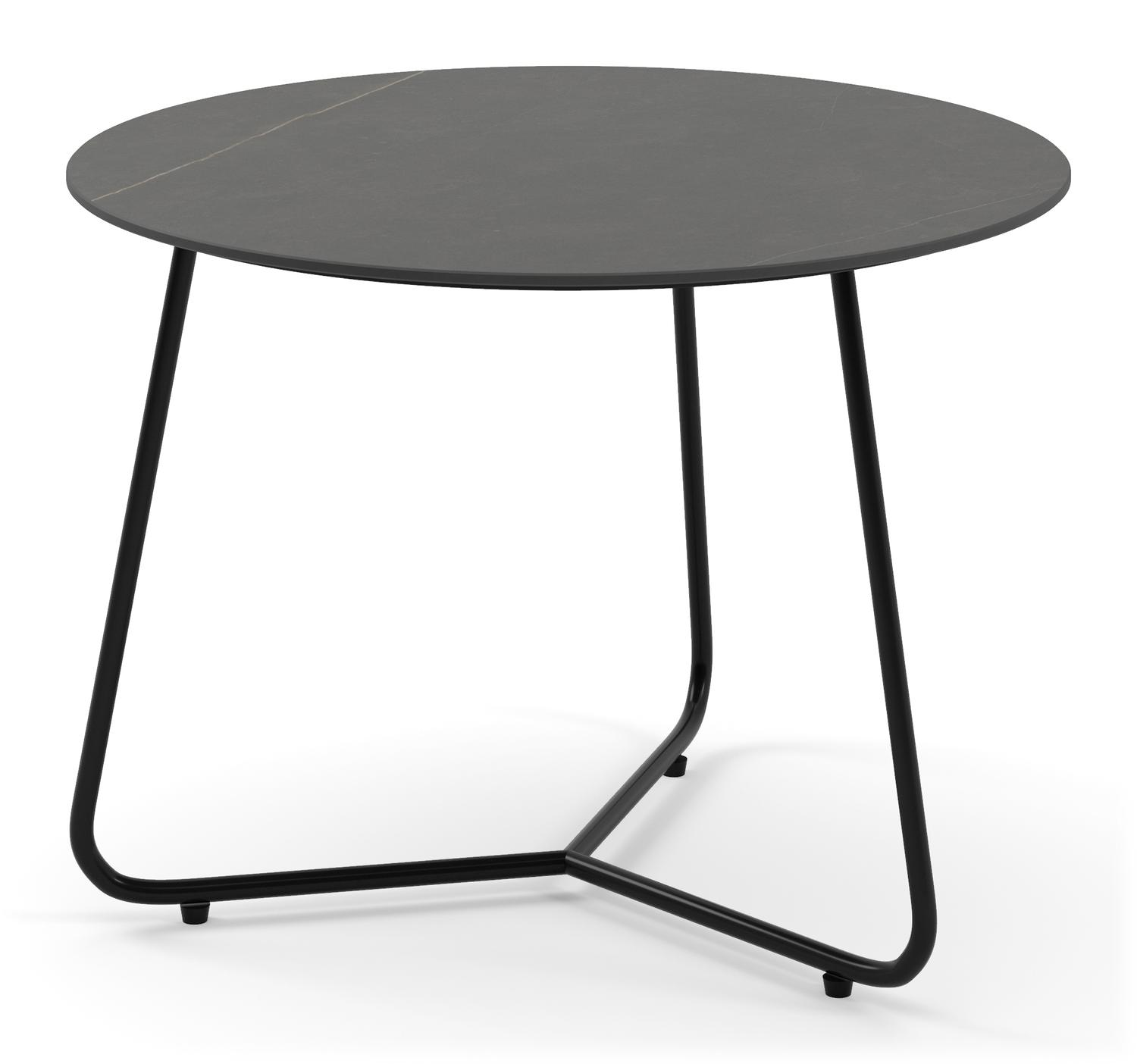 Table basse Marzo armature métal noir avec plateau de table Ceramo en céramique couleur Calatorao