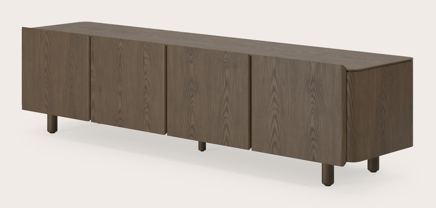 Belloni tv-meubel in gerookte eik met ronde houten poten 200 x 47 x 51 cm