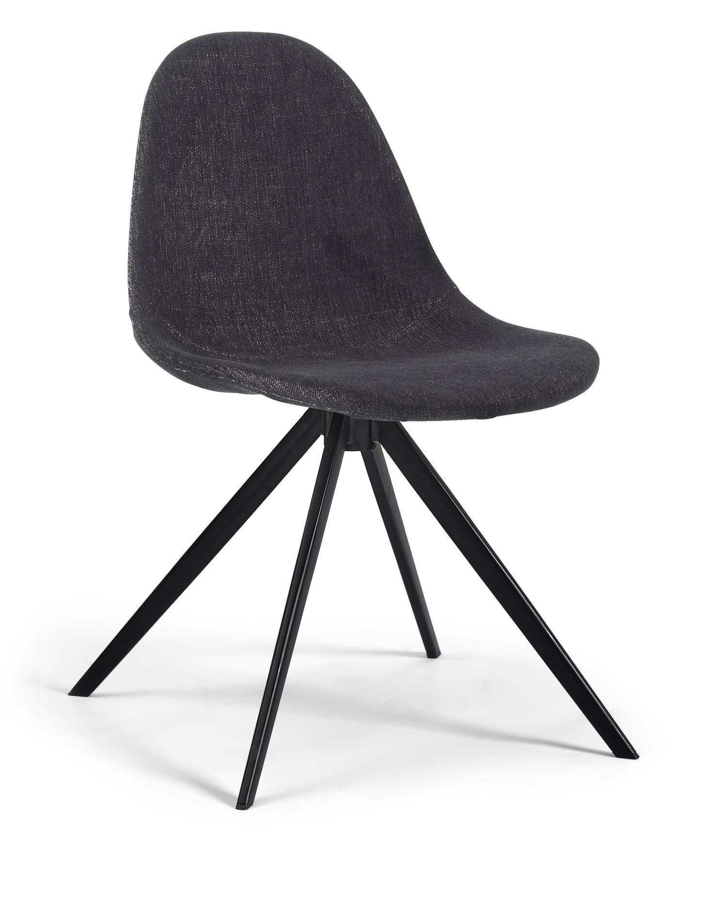 Chaise de salle à manger Vasco en Bliss tissu Black avec pieds de chaise pivotante Axis en métal noir