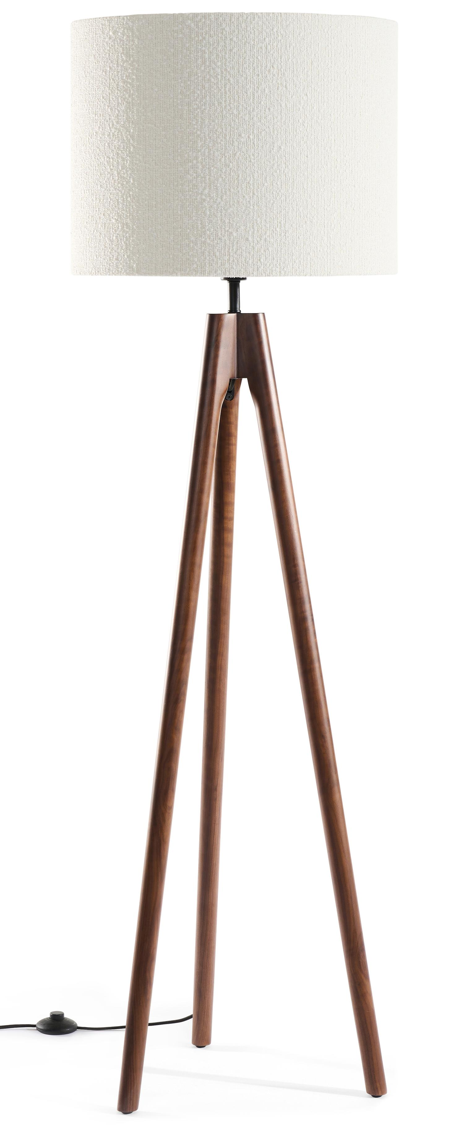 Lampe à poser Trepunto en noyer avec abat-jour Giro en Bolero tissu en couleur White