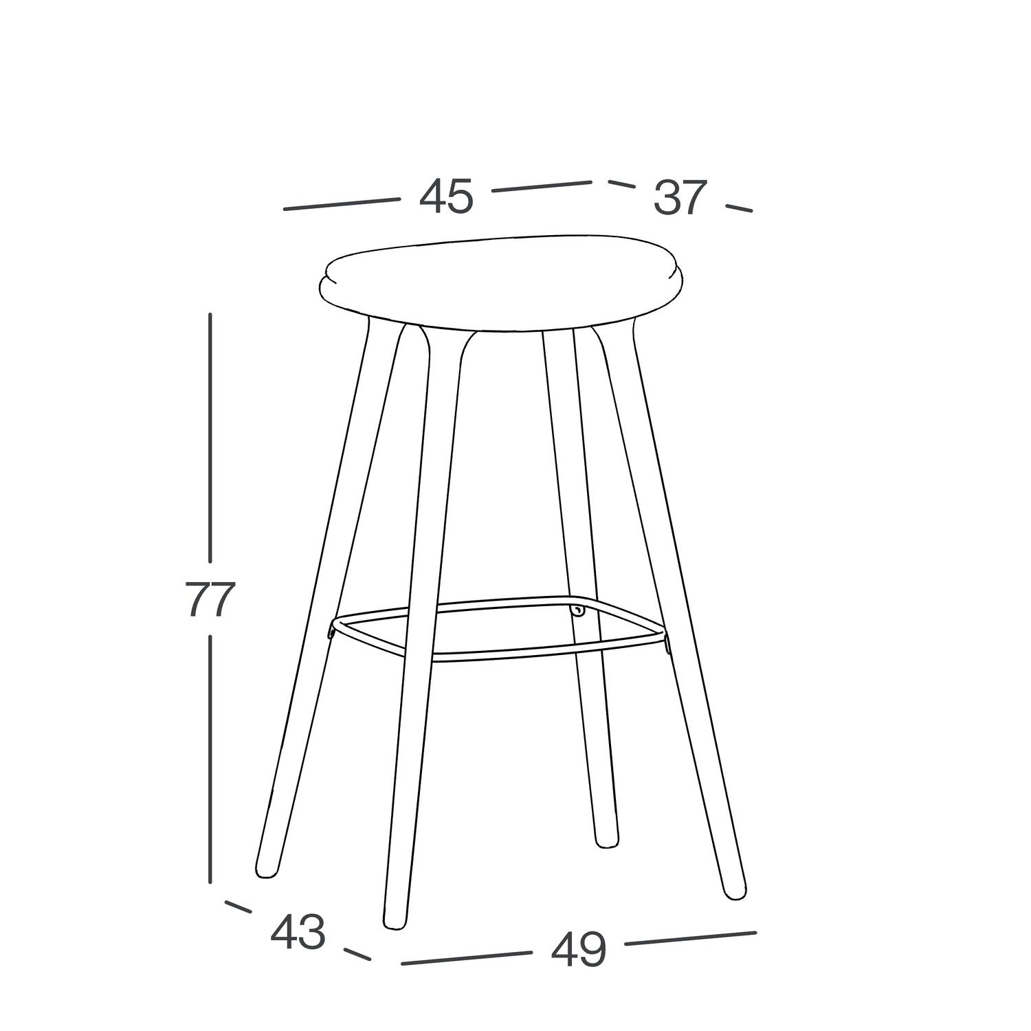 Tabouret de bar haute Olbia en noyer massif avec assise en Basic tissu Taupe