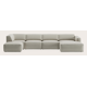 Canapé d'angle U 6,5 places avec extrémité ouverté (repose-pieds inclus) gauche et chaise longue droite