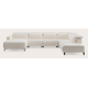 Canapé d'angle U 7 places avec chaise longue gauche, 2 elements médian éléctiques et extrémité ouverte droite
