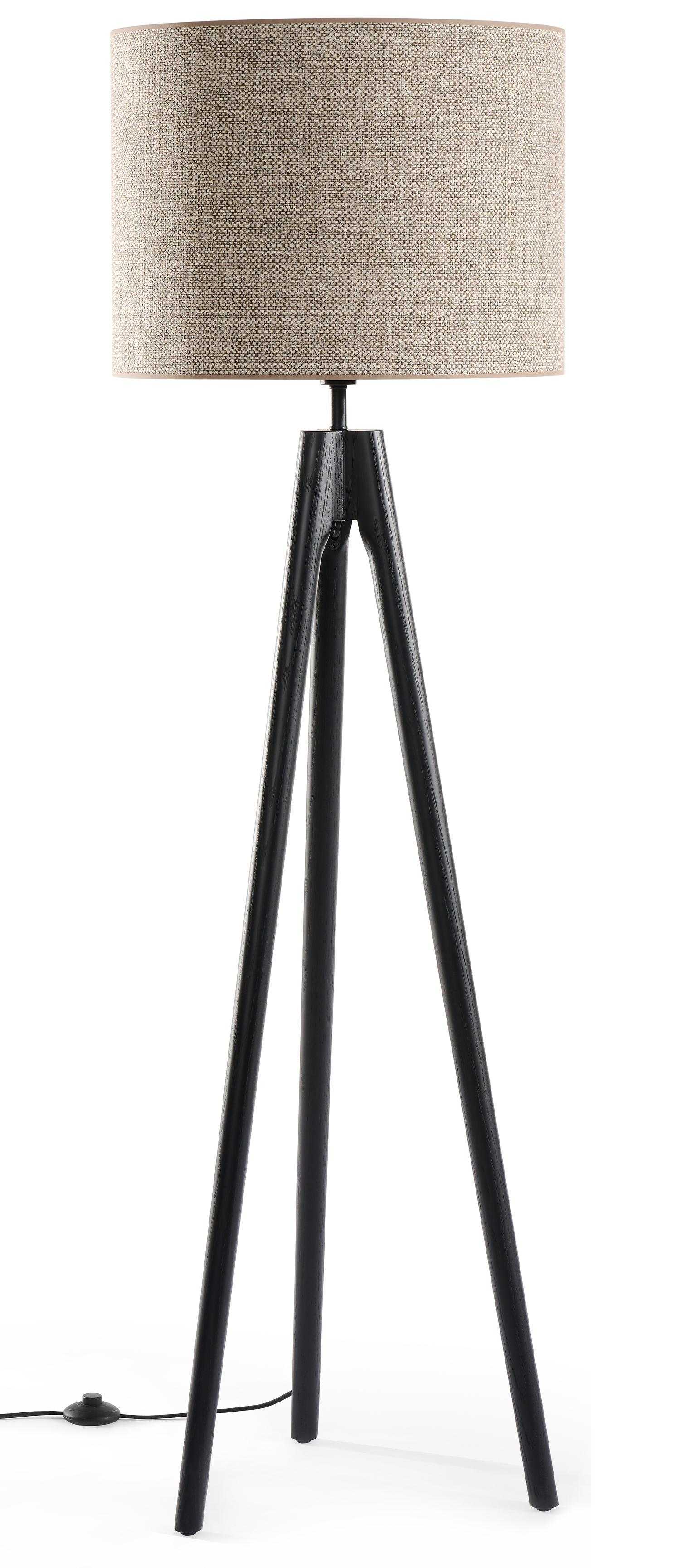 Lampe à poser Trepunto en chêne noir avec abat-jour Giro en Saverna tissu en couleur Brown Beige