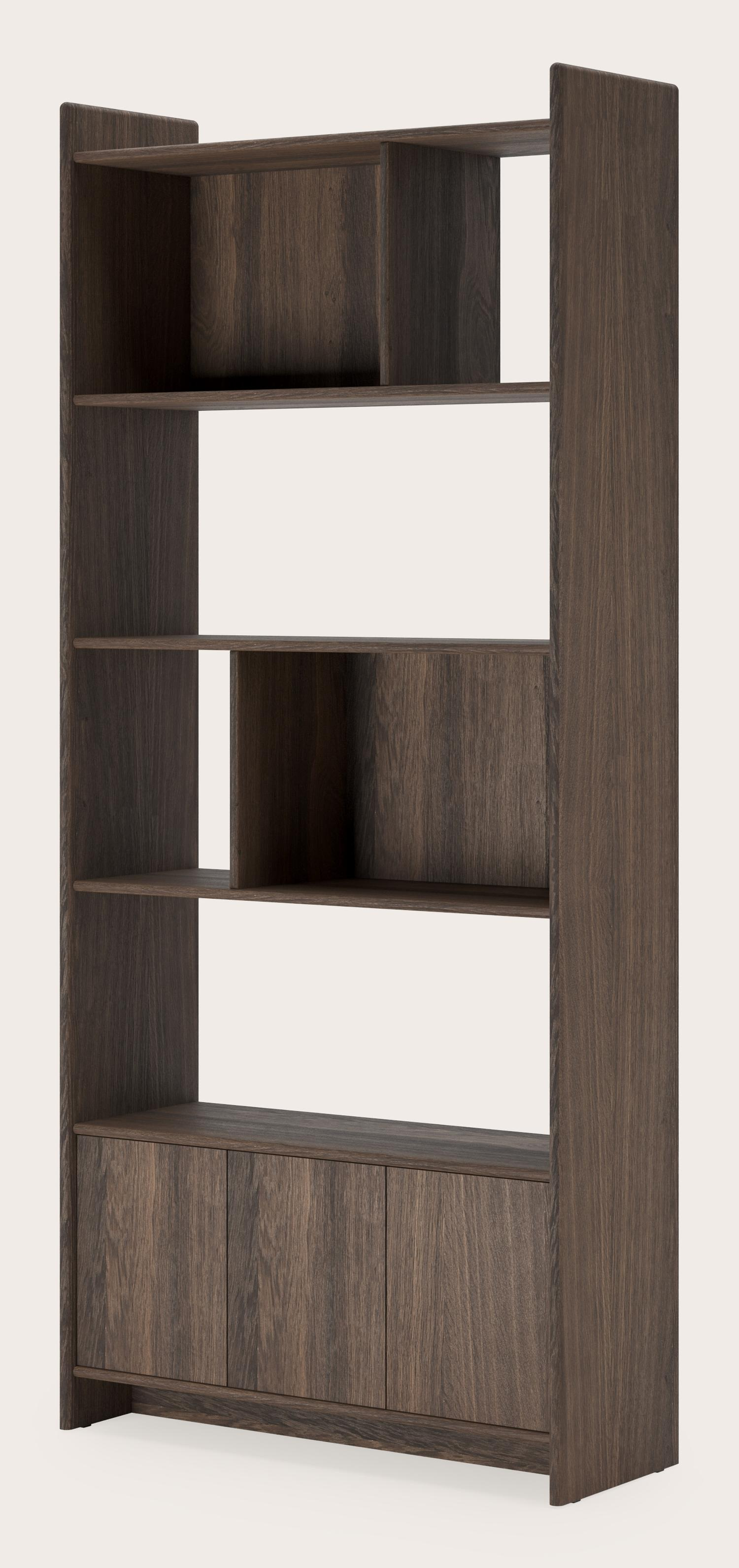 Etagère Librato en chêne fumé avec portes 95 x 36 x 212 cm